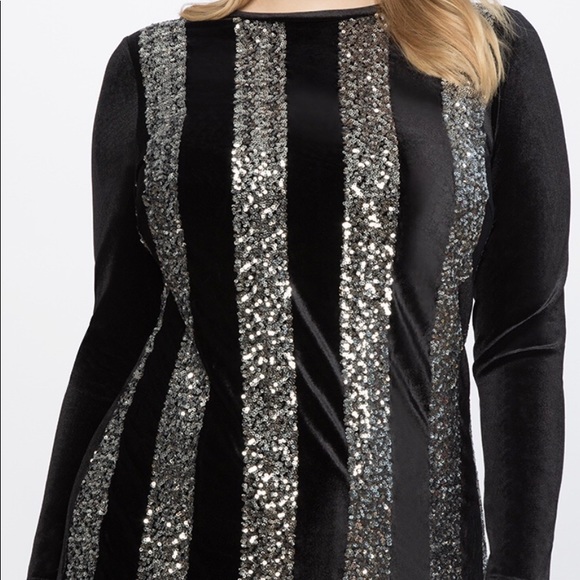 Sequin Vertical Stripe Column Dress - Picture 1 of 8